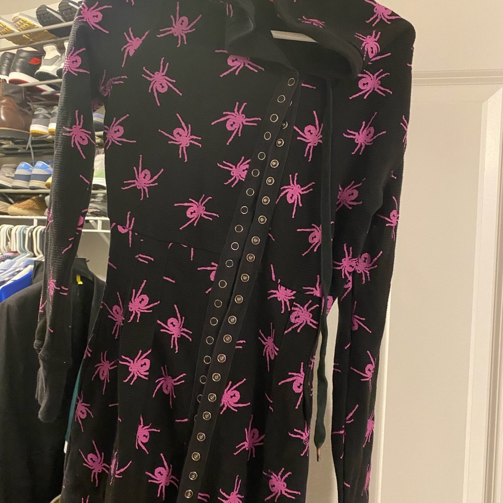 Black Dress with Pink Spider Pattern